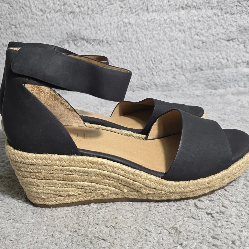 SOUL Naturalizer Womens Black‎ Wedge Espadrille Sandals Ankle Strap Size 11M